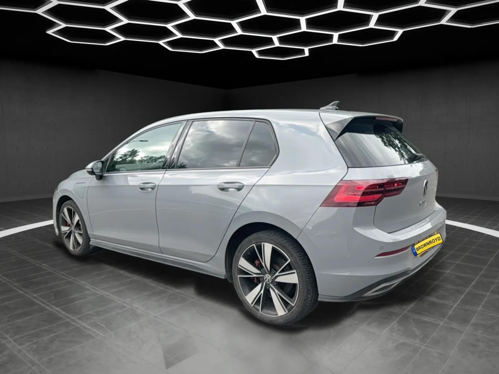 Volkswagen Golf GTE in the Midnight showroom, rear three-quarter