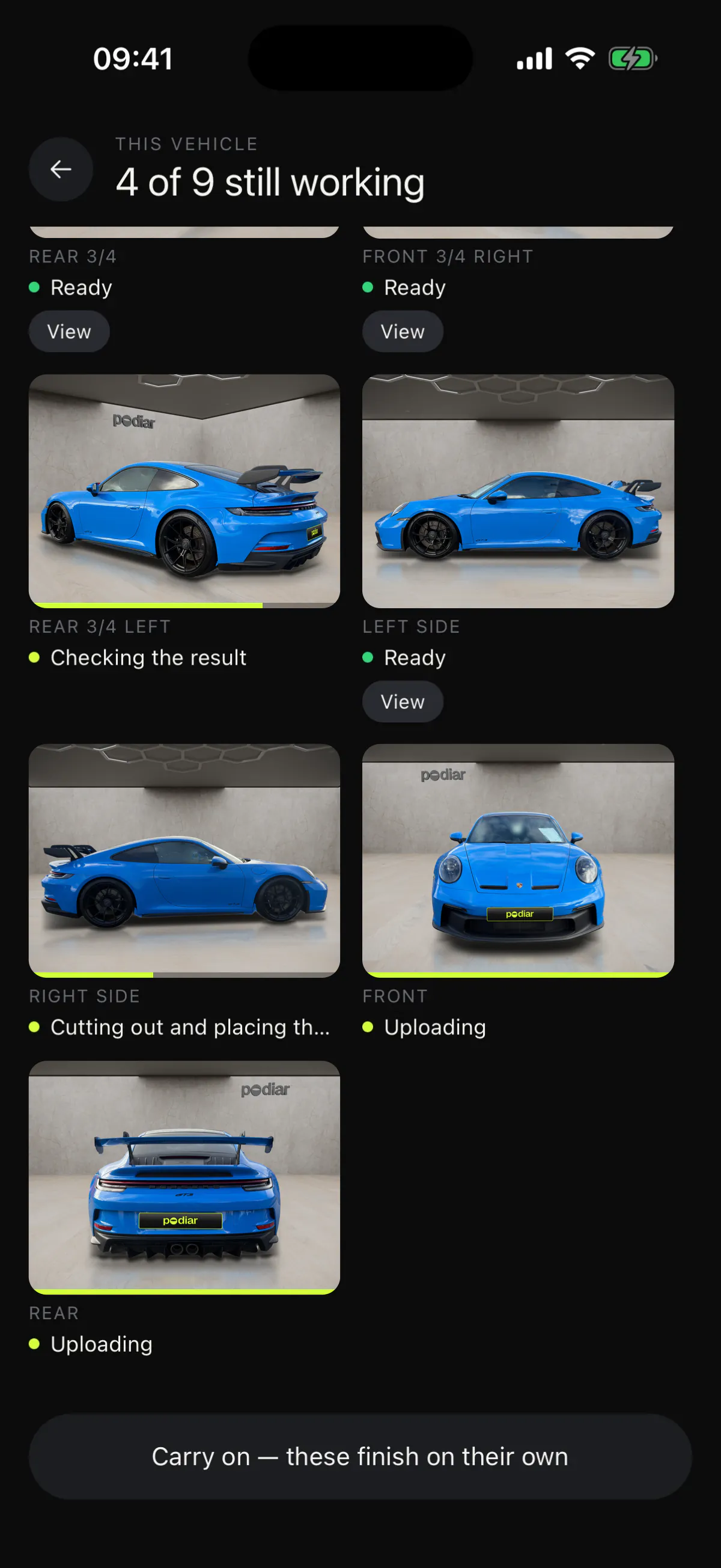 Podiar app: photos uploading and rendering