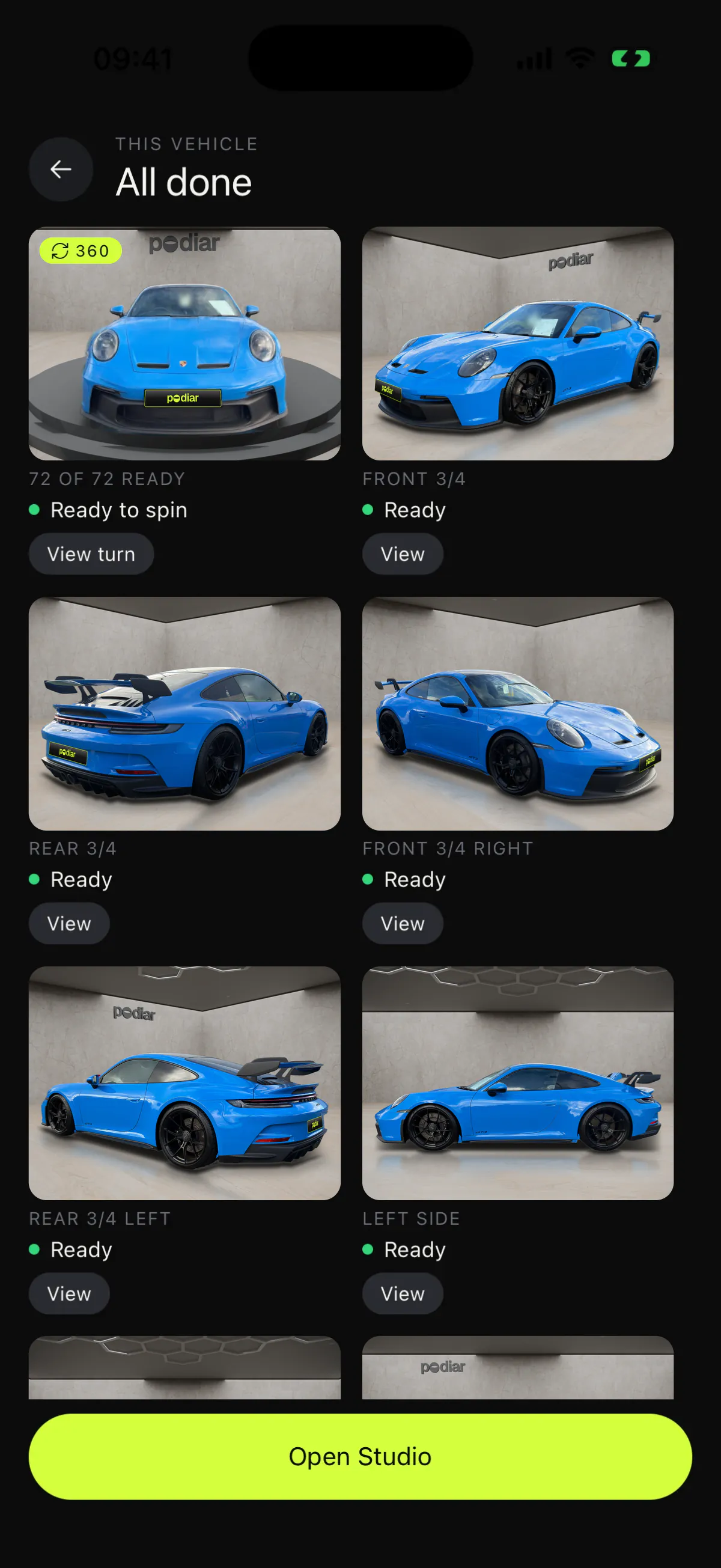 Podiar app: all angles ready, spin ready